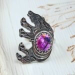 Pink Dahlia Turquoise 925 Sterling Silver horse Ring (RS105-833)
