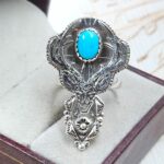 Kingman Turquoise 925 Sterling Silver Deer Ring (RS105-885)