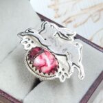 Red Rose Dahlia 925 Sterling Silver Rabbit Ring (RS105-846)