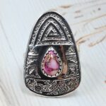 Pink Dahlia Turquoise 925 Sterling Silver Southwest Ring (RS105-855)