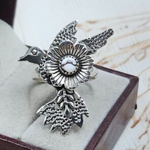 Wild Horse Jasper 925 Sterling Silver Humming Bird Ring (RS105-866)