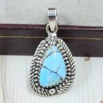 Ice Blue Dahlia Turquoise 1" 925 Sterling Silver Pendant (RS74-13)