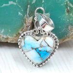 Ice Blue Dahlia Turquoise 0.75" 925 Sterling Silver Pendant (RS74-61)