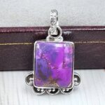 Purple copper turquoise 0.75" 925 Sterling Silver Pendant (RS33-14)