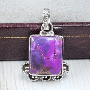 Purple copper turquoise 0.75" 925 Sterling Silver Pendant (RS33-14)