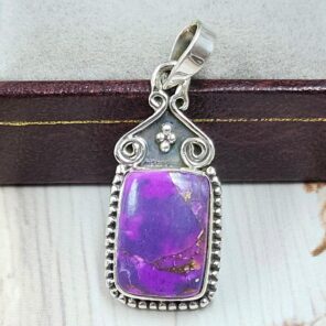 Purple copper turquoise 1.25" 925 Sterling Silver Pendant (RS33-17)