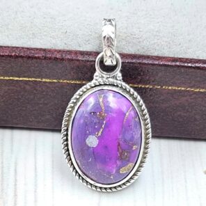 Purple copper turquoise 0.75" 925 Sterling Silver Pendant (RS33-19)