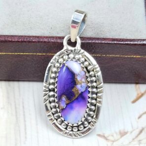 Purple Rose Dahlia 1" 925 Sterling Silver Pendant (RS33-23)