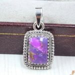 Purple copper turquoise 0.75" 925 Sterling Silver Pendant (RS33-25)