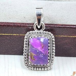 Purple copper turquoise 0.75" 925 Sterling Silver Pendant (RS33-25)