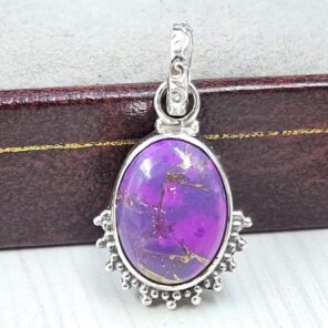 Purple copper turquoise 0.75" 925 Sterling Silver Pendant (RS33-29)