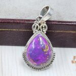 Purple Copper Turquoise 1" 925 Sterling Silver Pendant (RS33-78)