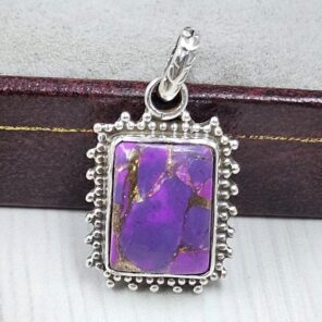 Purple Copper Turquoise 0.75" 925 Sterling Silver Pendant (RS33-37)