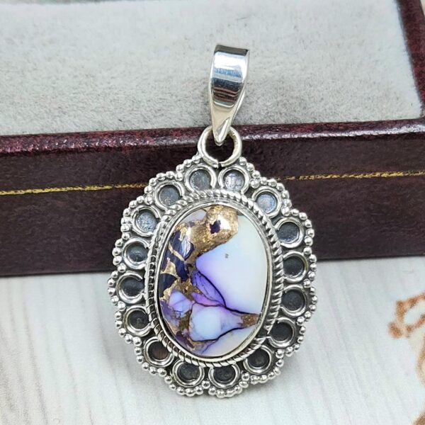 Purple Rose Dahlia 1" 925 Sterling Silver Pendant (RS33-39)