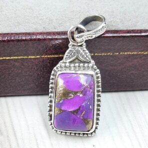 Purple Copper Turquoise 0.75" 925 Sterling Silver Pendant (RS33-41)