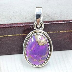 Purple Copper Turquoise 0.75" 925 Sterling Silver Pendant (RS33-79)