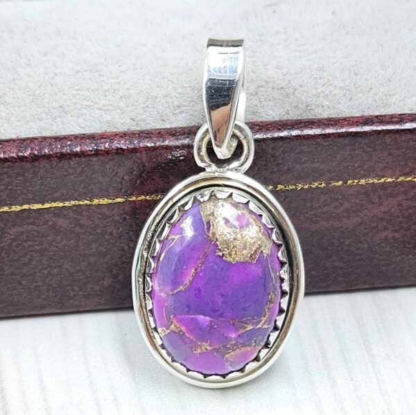 Purple Copper Turquoise 0.75" 925 Sterling Silver Pendant (RS33-79)
