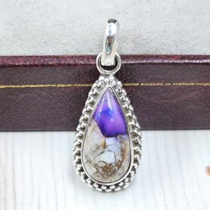Purple Rose Dahlia 1" 925 Sterling Silver Pendant (RS33-47)