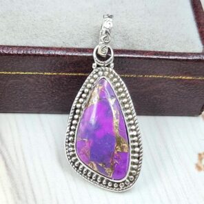Purple Copper Turquoise 1" 925 Sterling Silver Pendant (RS33-49)
