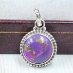 Purple Copper Turquoise 0.75" 925 Sterling Silver Pendant (RS33-81)