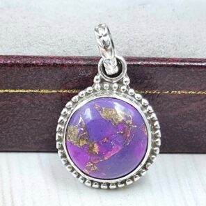 Purple Copper Turquoise 0.75" 925 Sterling Silver Pendant (RS33-81)