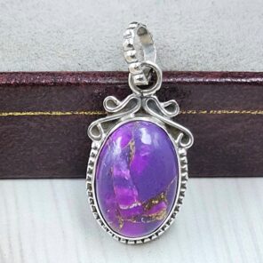 Purple Copper Turquoise 0.75" 925 Sterling Silver Pendant (RS33-50)