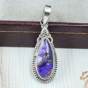 Purple Rose Dahlia 1" 925 Sterling Silver Pendant (RS33-52)