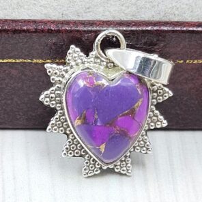 Purple Copper Turquoise 0.75" 925 Sterling Silver Pendant (RS33-54)