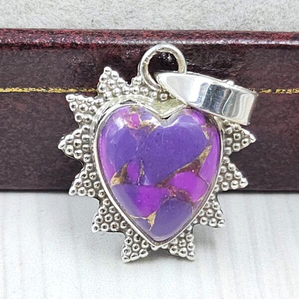 Purple Copper Turquoise 0.75" 925 Sterling Silver Pendant (RS33-54)