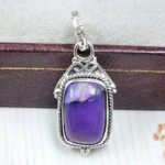 Purple Rose Dahlia 0.75" 925 Sterling Silver Pendant (RS33-57)