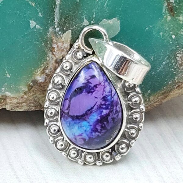 Purple Copper Turquoise 0.75" 925 Sterling Silver Pendant (RS33-61)