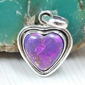 Purple Copper Turquoise 0.75" 925 Sterling Silver Pendant (RS33-62)