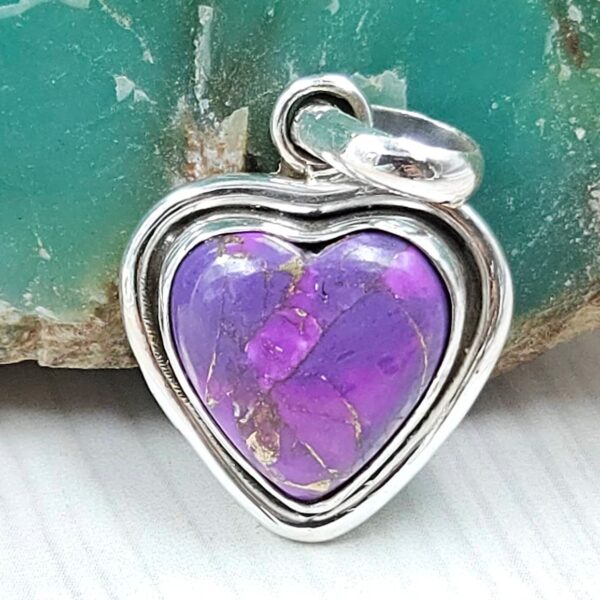 Purple Copper Turquoise 0.75" 925 Sterling Silver Pendant (RS33-62)