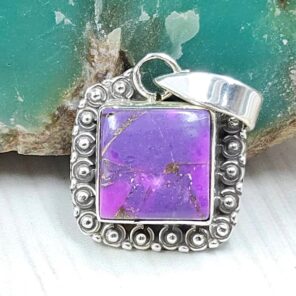 Purple Copper Turquoise 0.6" 925 Sterling Silver Pendant (RS33-63)