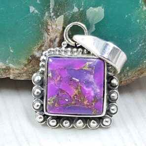 Purple Copper Turquoise 0.75" 925 Sterling Silver Pendant (RS33-64)