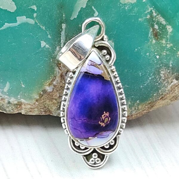 Purple Rose Dahlia 1" 925 Sterling Silver Pendant (RS33-66)
