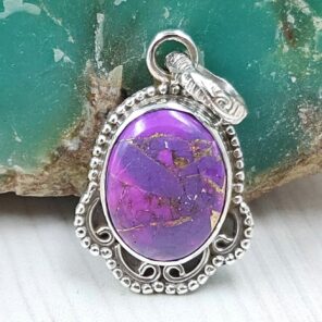 Purple Copper Turquoise 0.75" 925 Sterling Silver Pendant (RS33-67)
