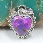 Purple Copper Turquoise 0.75" 925 Sterling Silver Pendant (RS33-68)