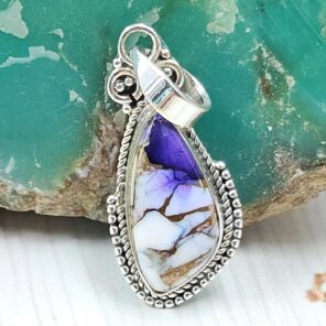 Purple Rose Dahlia 1" 925 Sterling Silver Pendant (RS33-69)