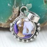 Purple Rose Dahlia 0.75" 925 Sterling Silver Pendant (RS33-70)