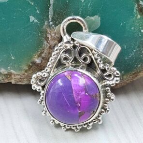 Purple Copper Turquoise 0.75" 925 Sterling Silver Pendant (RS33-71)