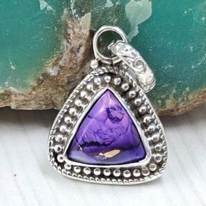 Purple Copper Turquoise 0.6" 925 Sterling Silver Pendant (RS33-75)