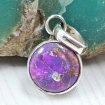 Purple Copper Turquoise 0.75" 925 Sterling Silver Pendant (RS33-77)