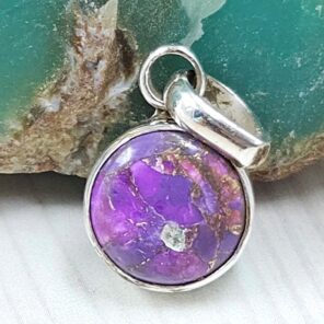 Purple Copper Turquoise 0.75" 925 Sterling Silver Pendant (RS33-77)