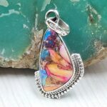 Pink Dahlia Turquoise 1" 925 Sterling Silver Pendant (RS31-142)