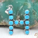 "H" Alphabet Kingman Turquoise 1" 925 Sterling Silver Pendant (RS29-341)