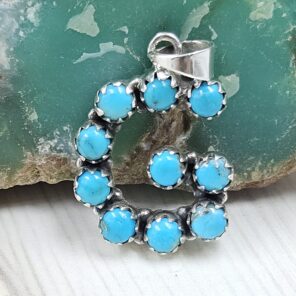 "G" Alphabet Kingman Turquoise 1" 925 Sterling Silver Pendant (RS29-340)