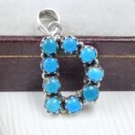 "D" Alphabet Kingman Turquoise 1" 925 Sterling Silver Pendant (RS29-334)