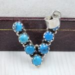 "V" Alphabet Kingman Turquoise 0.75" 925 Sterling Silver Pendant (RS29-327)