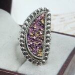 Titanium Druzy Size US 8 925 Sterling Silver Ring (RS10-313)
